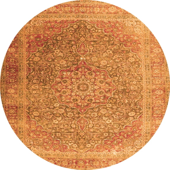 Ahgly Company Indoor Round Persian Orange Traditional Area Rugs, 7' Round