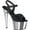 Black Quilted Faux Leather/Silver Chrome, variant on Women's Pleaser Adore 709 Platform Stiletto Sandal
