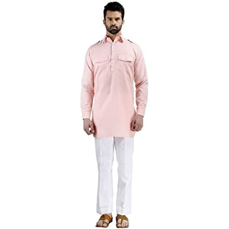 

Royal Kurta Men s Cotton Blend Straight Kurta Pink