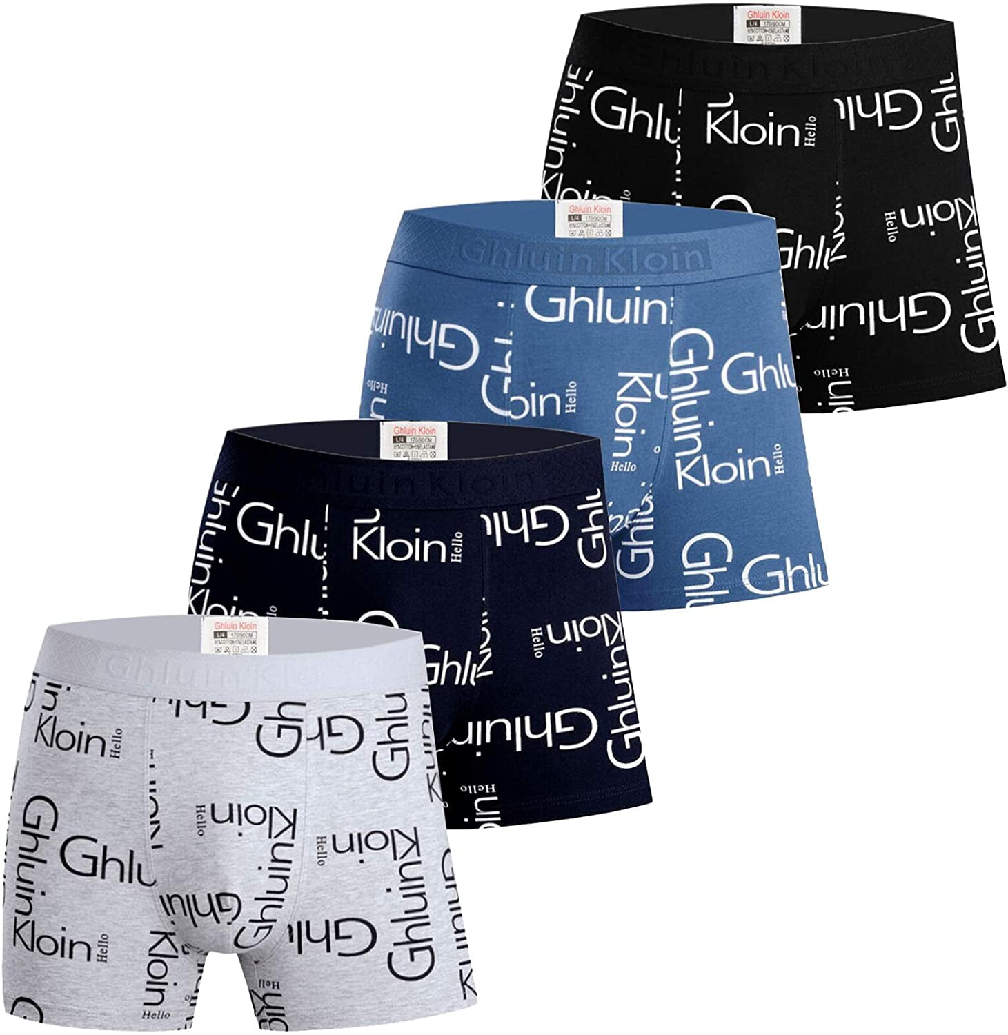 3-Pack Multicoloured Italian Design Ultra Soft TrendyBoy Mens Boxer Briefs Underwear with Premium Cotton Large Y Front