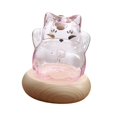 thumbnail image 5 of kowaku Glass Piggy Bank Money Saving Pot Ornament Festival Gift Cute Kitten Shaped Money Bank with Wooden Base for Shelf Living Room PInk, 5 of 9