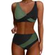 thumbnail image 1 of MKLEKYY Trajes De Baños Women High Waisted Bikini Sets Swimsuits Color Block Two Piece Drawstring Bathing Suit, 1 of 4