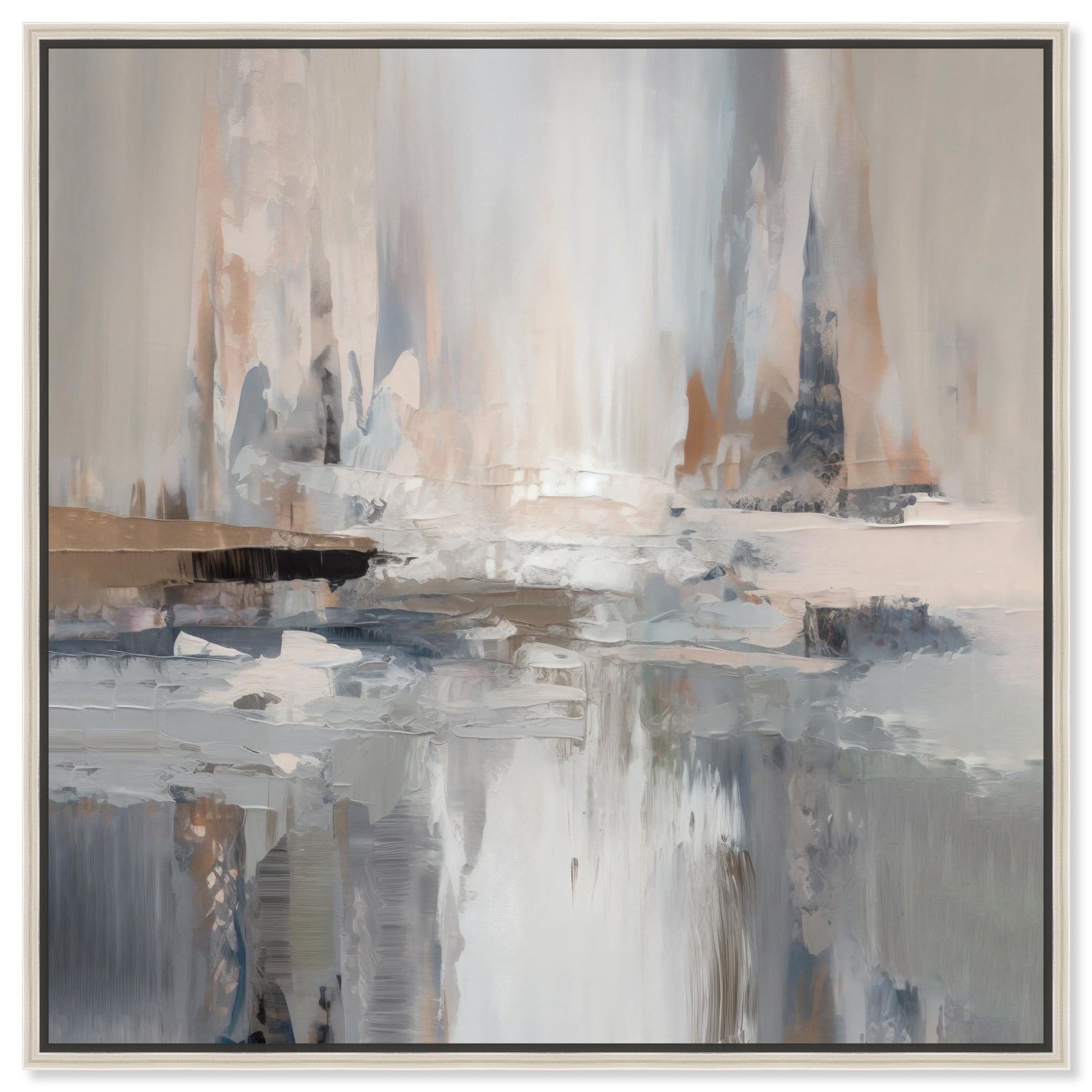Abstract Cityscrapers Square Canvas Colorful Abstract Wall Art by Art Remedy Silver Frame 24 x 24