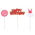 thumbnail image 2 of 3 piezas feliz cumpleaños vestido pastel topper torta decoración rojo Sunnimix Happy Birthday Cake Topper, 2 of 8