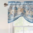 thumbnail image 5 of Blue Coastal Tie Up Valances Curtain, Adjustable Kitchen Eucalyptus Leaves Starfish Shells Retro Summer Valances for Windows Decor, Rod Pocket Short Curtains Set for Bedroom/Bathroom, 54"x18", 5 of 9