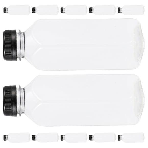 unbranded 12Pcs Black Sleek Plastic Bottle for Juices and Cold-brewed Teas Reusable Beverage Container Daily Use 400ml