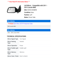 thumbnail image 2 of Left Mirror - Compatible with 2011 - 2015 Lincoln MKX 2012 2013 2014, 2 of 2
