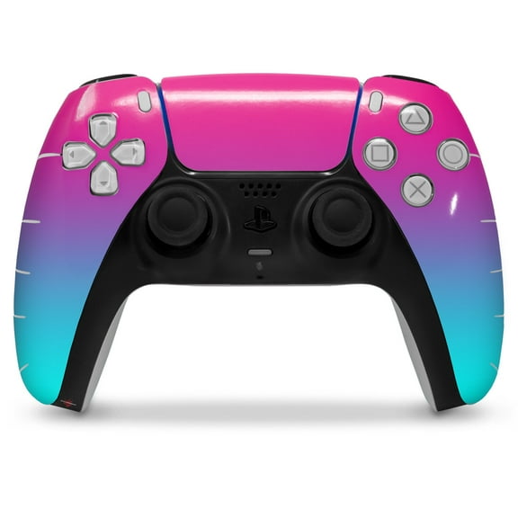 WraptorSkinz Skin Wrap compatible with the Sony PS5 DualSense Controller Smooth Fades Neon Teal Hot Pink (CONTROLLER NOT INCLUDED)