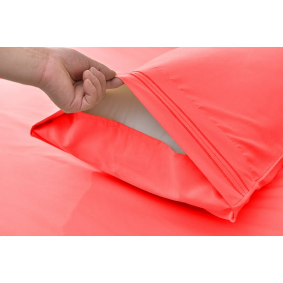 Okao Wholesale Bamboo Derived Rayon Pillowcase Set- Wrinkle Free - Wrinkle Free - Standard(King)- Coral