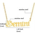 thumbnail image 5 of Stainless Steel Gold Plated 12 Zodiac, Horoscope, Old English, Nameplate Pendant Mens Womens Necklace, Giorgio Bergamo Silver, Gemini, 5 of 6