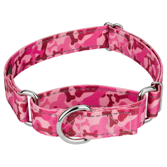 Country Brook Petz® Pink Bone Camo Reflective Martingale Dog Collar, Medium