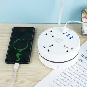 Gifts YYV Multi-Plug Power Strip 70.8 in Extension Cord USB Outlets Surge Protector 3 AC Sockets 3 USB Ports Heavy-Duty Charging Station for Office Dorm Room Smartphones Laptops Small Appliances