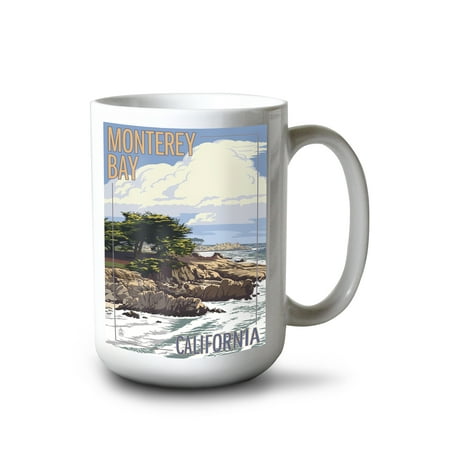 

15 fl oz Ceramic Mug Monterey Bay California Cypress Tree Dishwasher & Microwave Safe