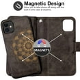 thumbnail image 3 of 2-in-1 Case for iPhone 11 Case Wallet Credit Card Holder ID Slot Detachable Hybrid Protective Slim Hard Shell Magnetic PU Leather Folio Pocket Flip Cover for iPhone 11 6.1 inch Mandala Gray, 3 of 15