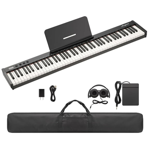BeesClover Electric Keyboard Piano 88 Key, Portable Full Size Digital Piano with Stand, Sustain Pedal, Headphones, Power Adapter, and Carrying Bag for Beginners and Professionals
