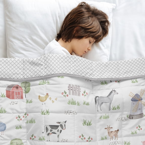 Sweet Jojo Designs Farm Animals Boy, Girl, Unisex/Gender Neutral Toddler Kids Weighted Blanket 5lbs