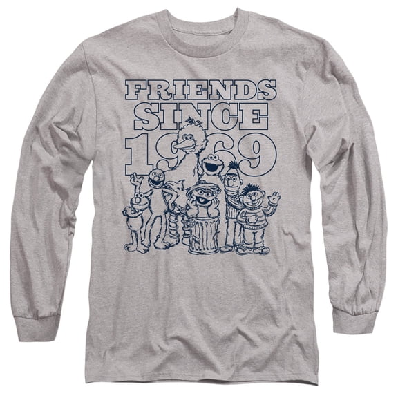 Sesame Street FriendS/Since Long Sleeve Adult 18/1 T-Shirt Athletic Heather