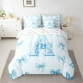 thumbnail image 2 of Castle Fairy Monogrammed Letter 7-Piece Twin Bedding Sets,Kawaii Bowknot Bedding Comforter Set,Dreamy Princess Breathable Sheet Sets,Breathable Cartoon Home Decor,Reversible, 2 of 8