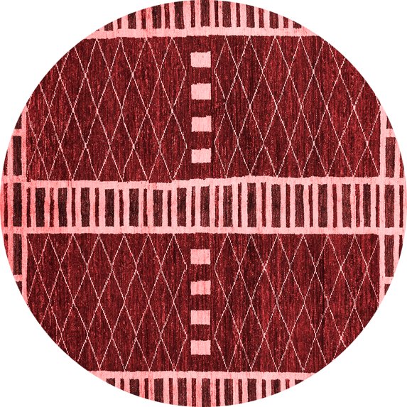 Ahgly Company Machine Washable Indoor Round Abstract Red Modern Area Rugs, 5' Round