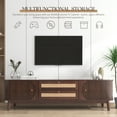 thumbnail image 6 of PAPROOS TV Stand for 75 Inch TV, Modern Farmhouse TV Cabinet, Living Room Media Console Table with 2 Storage Cabinets and 2 Drawers, Entertainment Center for 65-75 Inches TV, Brown, 6 of 10