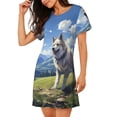 thumbnail image 2 of Fuzoiu Blue Sky Dog Print Women Nightgowns, Soft Comfy Lightweight Short Sleeves Sleepwear,Crew Neck Loungewear, 2 of 6