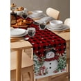 thumbnail image 6 of Red Plaid Snowman Christmas Burlap-Cotton Table Runner 90 Inches Long,Green Xmas Tree Snowflake Farmhouse Table Runners,Outdoor Dining Tablecloths Decor for Baby Shower Party Wedding 13x90, 6 of 9