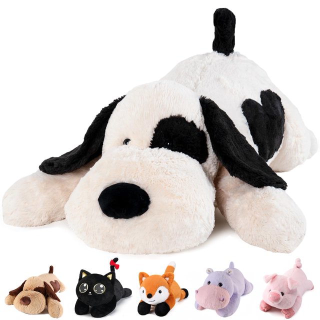 Peluche pesado, perro meowtastic negro y blanco, 2 kg