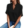 thumbnail image 5 of Clearance! Delayuji Women Shirts Summer Chiffon Blouses Blouse Tops V Neck Ruffle Short Tunic Tops for T Shirt Women Shirts Dressy Casual Black L, 5 of 5