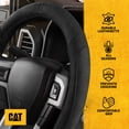 thumbnail image 2 of Cat® Honor Line Flux Leather Steering Wheel Cover w Metal Flag Emblem, Black Leatherette, Standard 14.5–15.5 Inch, Non Slip Comfort, Car Steering Wheel Cover for Auto Truck SUV, Car Accessories, 2 of 8