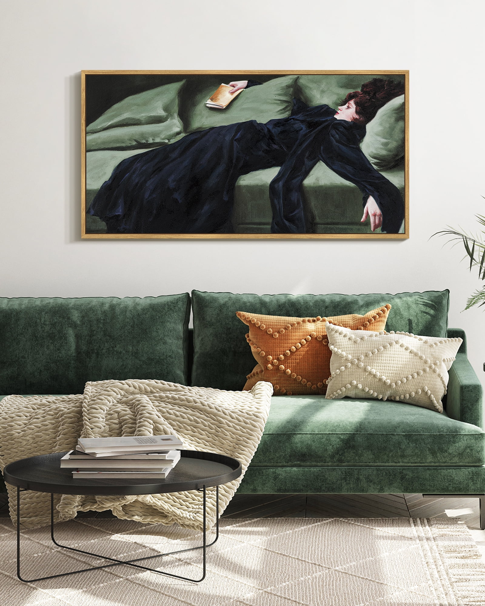 Drsoum VLarge 20x40in Natural Framed intage Wall Art Classic Moody Decadent Young Woman After the Dance Victorian Wall Prints Living room Bedroom Office Decor