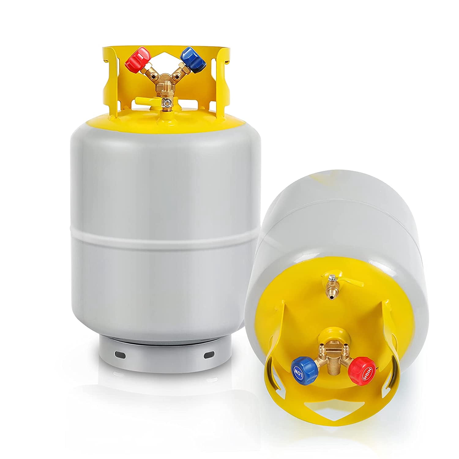 50 LB Capacity Refrigerant Recovery Tank with 1/4 SAE Y Valve Double Valve Collar Design 14 Inch Tank Reusable Save Valve