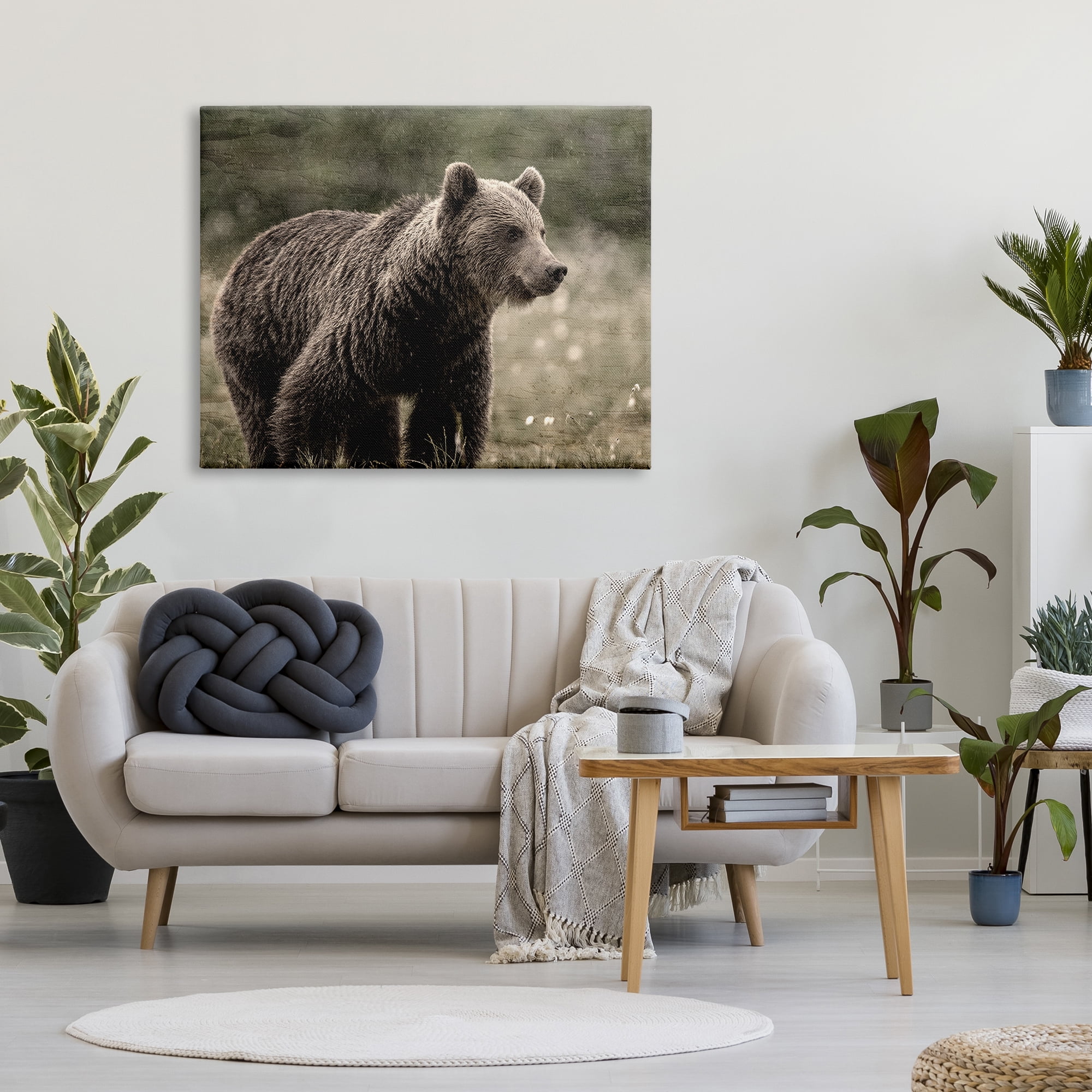 Stupell Industries Brown Bear Wildlife Animals & Insects Painting Gallery Wrapped Canvas Art Print Wall Art, 48 x 36