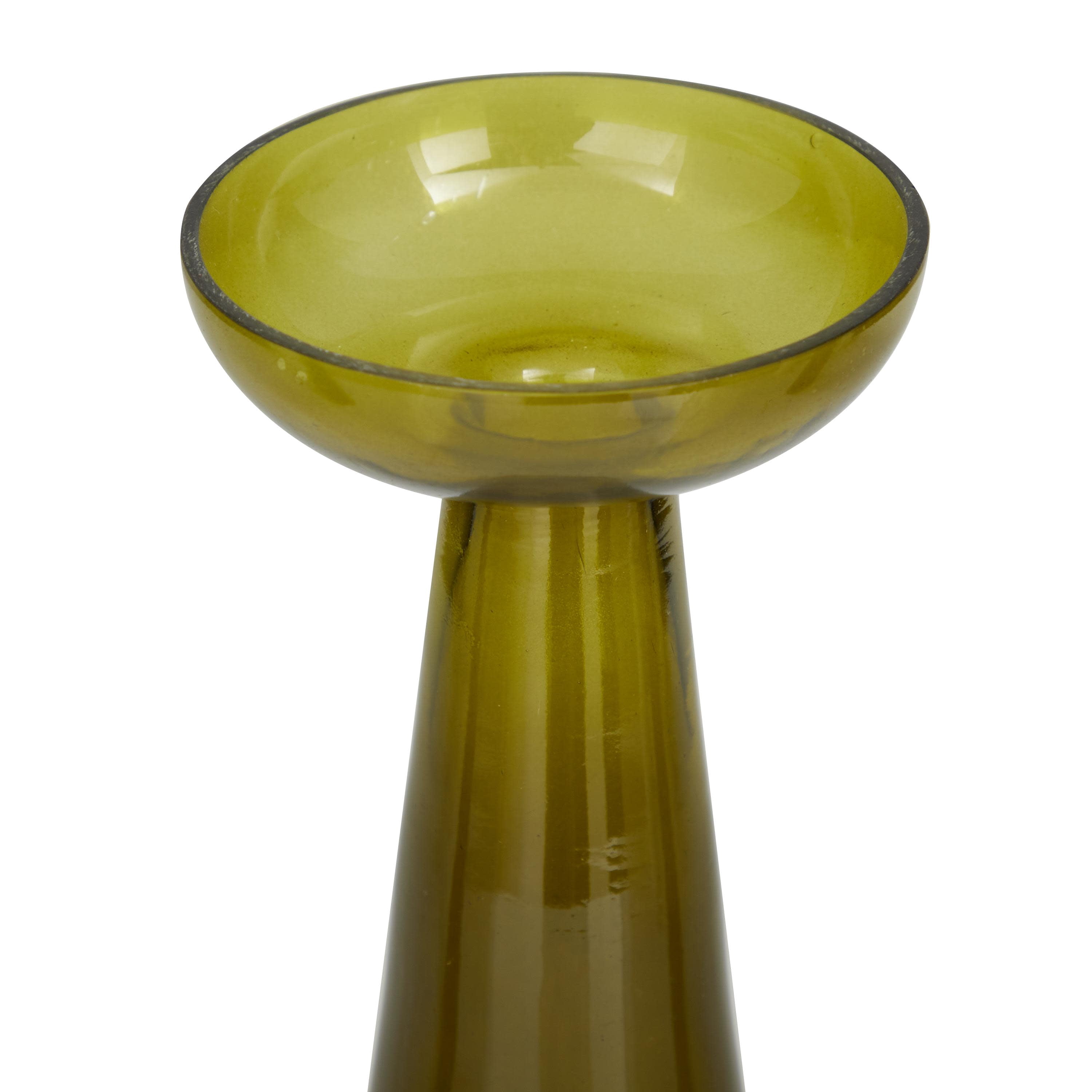 DecMode 3 Candle Green Glass Pillar Candle Holder, Set of 3