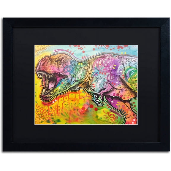 Trademark Fine Art "T Rex 2" Canvas Art by Dean Russo, Black Matte, Black Frame