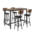 thumbnail image 6 of UHOMEPRO 5 Pieces Dining Table Set, Bar Table and Chairs Set, Counter Height Dining Table with 4 Velvet Chairs, Compact Kitchen Table Set for Home Breakfast Nook, Brown, 6 of 8