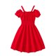 thumbnail image 3 of Odeerbi Niñas Elástico Fuera Del Hombro Vestido Vintage Verano Algodón Princesa Vestidos Manga Corta Color Sólido Vestido Retro, 3 of 8