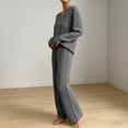 thumbnail image 4 of Maqroz Two Piece Outfits for Women Long Sleeve V Neck Ribbed Knit Pullover Sweaters Wide Leg Trousers Casual Fall Loungewear Matching Suits Dressy Streetwear, 4 of 7
