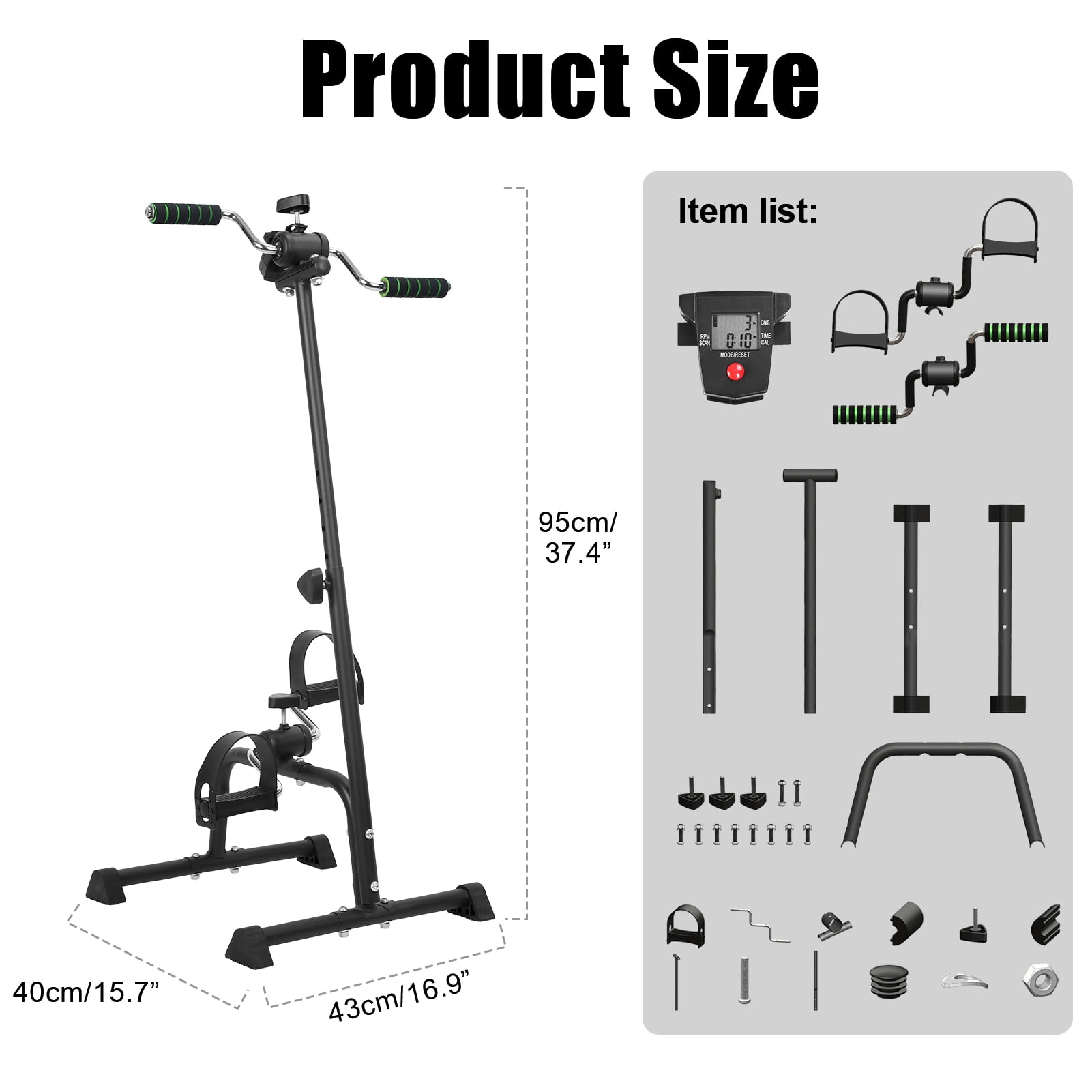 Aqzb Pedal Exerciser Bike, Hand Arm Leg Knee Peddler, Adjustable Fitness Recovery Equipment for Seniors, Elderly Physical Therapy Exercise Bike for Total Body, with Monitor