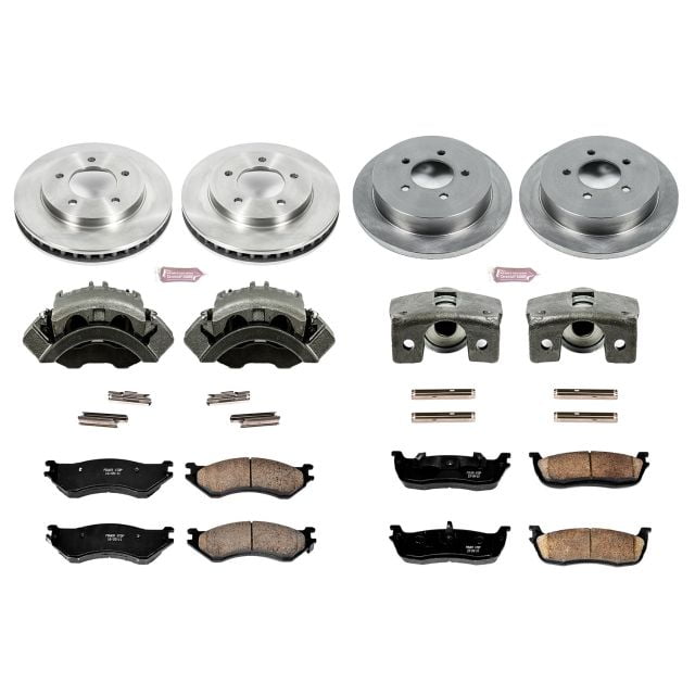 PowerStop Front and Rear Stock Replacement Brake Pad and Rotor Kit with Calipers Fits: FORD LINCOLN Select Models KCOE5461