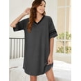 thumbnail image 6 of Ekouaer Women's Nightgown Cotton Sleep Shirt V Neck Short Sleeve Loose Comfy Pajama Sleepwear, 6 of 6