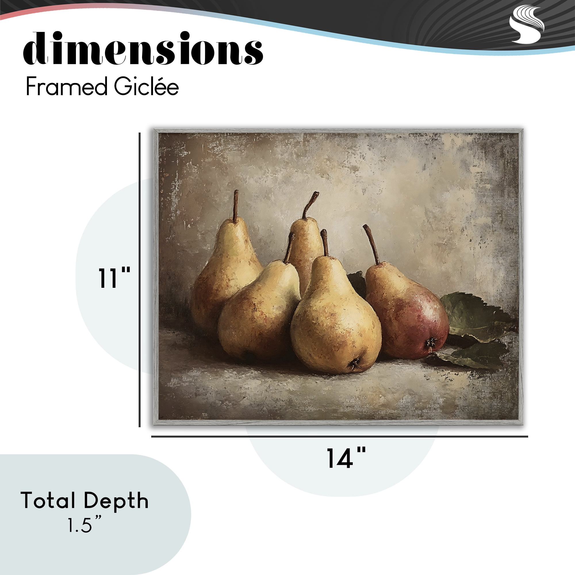 Stupell Industries Neutral Pear Still Life Gray Framed Giclee Art, design by Franklyn Gregory