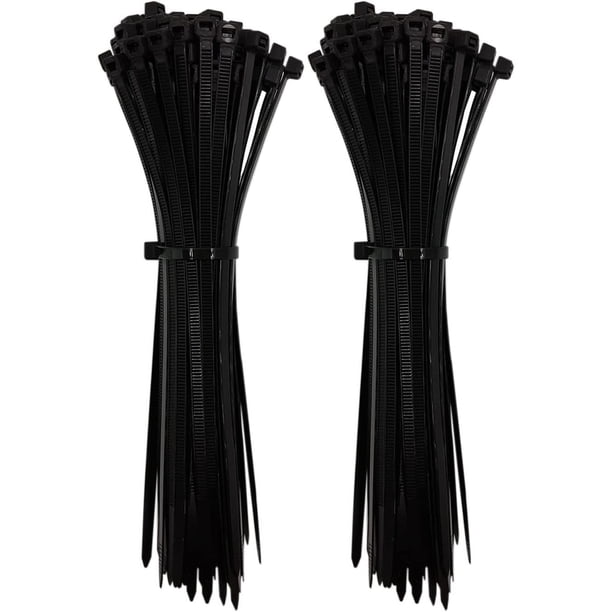 Bridas negras con cremallera de 8 pulgadas, 200 bridas para cables de alta resistencia, bridas de plástico, bridas para cables con resistencia a la tracción de 50 libras, bridas de nailon au
