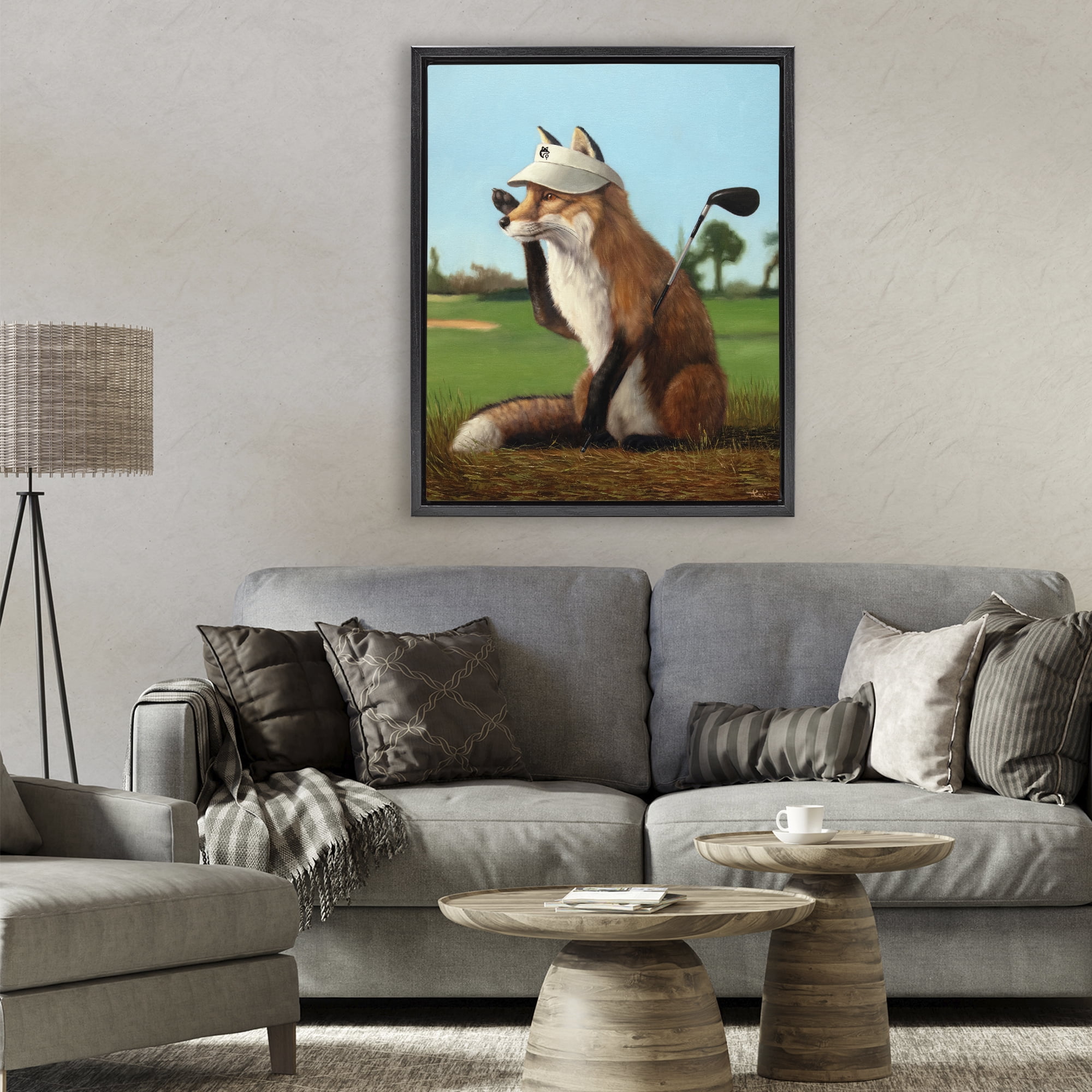 Stupell Industries Fox Drive Golfer Black Framed Floater Canvas Wall Art, design by Lucia Heffernan
