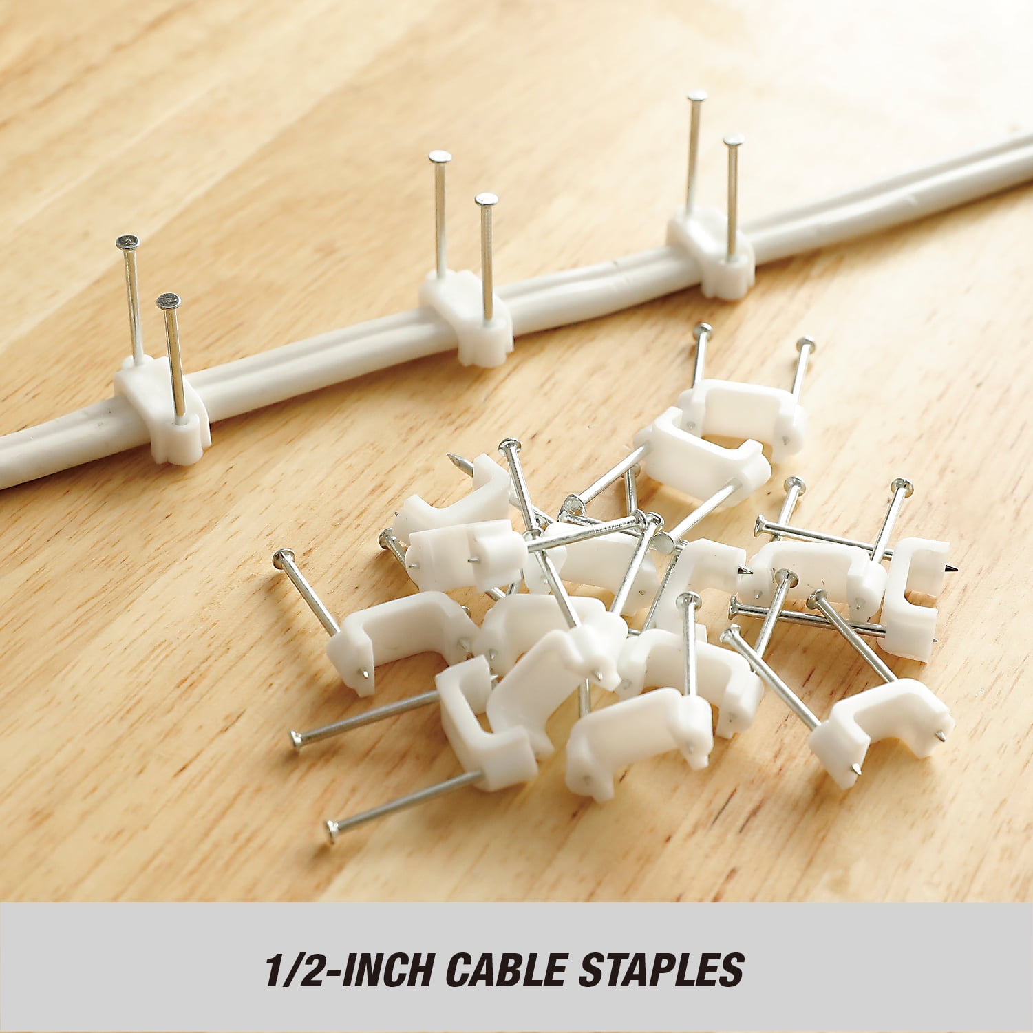 Hyper Tough 25-Pack 1/2-inch Cable Staples, White