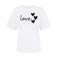 thumbnail image 2 of Tops for Women Valentine's Day Print Round Neck Short Sleeve Sweetheart Blouse White XXL, 2 of 5