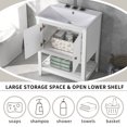 thumbnail image 3 of 24" Bathroom Vanity with Ceramic Sink, Solid Wood Frame, Bathroom Storage Cabinet with 2-Doors and Open Shelf, Bathroom Vanity Cabinet Organizer for Living Room Home, White, 3 of 9