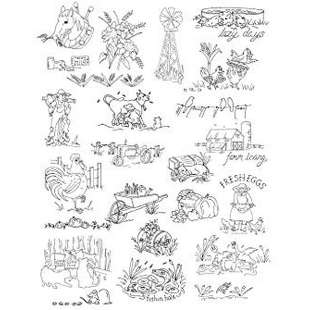 Aunt Martha's Farm Living Embroidery Transfer Pattern Book, Over 25