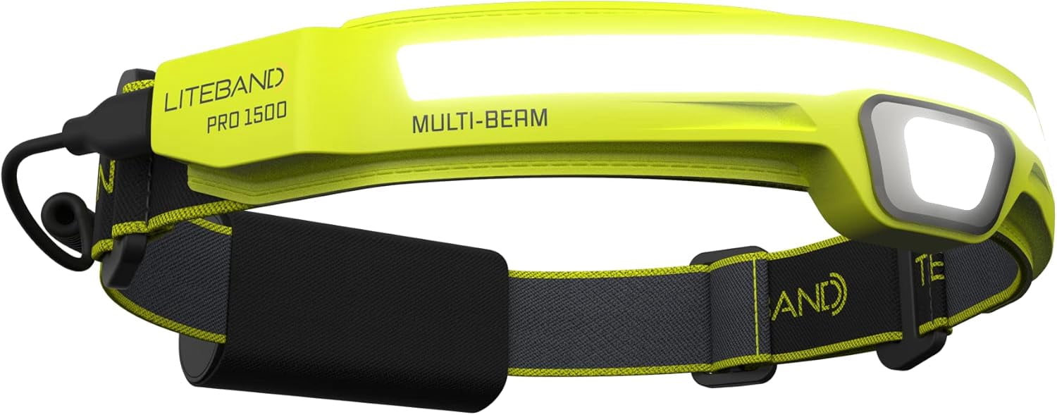 Liteband PRO 1500 Lumen LED Headlamp, Rechargeable Battery Powered, Hard Hat Light, Yellow