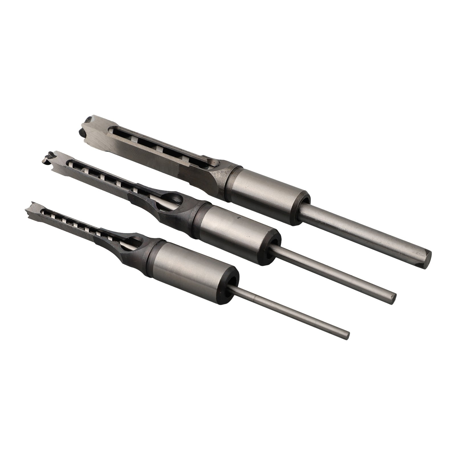 3Pcs Square Hole Auger Drill Bit Set Mortising Woodworking Saw Mortise Chisel