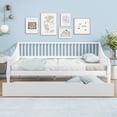 thumbnail image 2 of Full Size Daybed with Trundle, Solid Wood Day Bed Frame for Living Room/GuestRoom/Bedroom, Wooden Slat Support, Multi-functional Sofa Bed, No Box Spring Needed,  White, 2 of 9